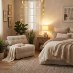 Canapé-lit de sol convertible en velours côtelé FurnitureR avec dossier réglable et oreillers, fauteuil-lit pliant moderne pour petits espaces, appartement, chambre d'amis