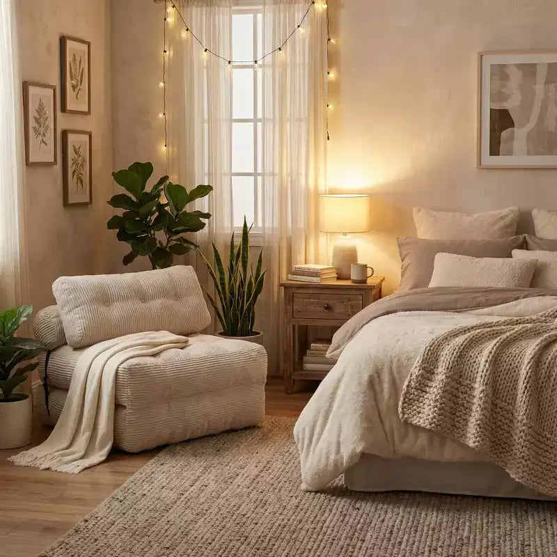 Canapé-lit de sol convertible en velours côtelé FurnitureR avec dossier réglable et oreillers, fauteuil-lit pliant moderne pour petits espaces, appartement, chambre d'amis