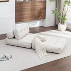 Canapé-lit de sol convertible en velours côtelé FurnitureR avec dossier réglable et oreillers, fauteuil-lit pliant moderne pour petits espaces, appartement, chambre d'amis