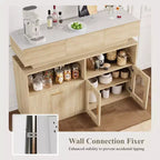 COZONY 55 Meuble Bar à Café avec 3 Tiroirs et Station de Chargement, Buffet de Cuisine avec Étagère Réglable