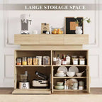 COZONY 55 Meuble Bar à Café avec 3 Tiroirs et Station de Chargement, Buffet de Cuisine avec Étagère Réglable