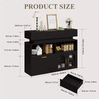 COZONY 55 Meuble Bar à Café avec 3 Tiroirs et Station de Chargement, Buffet de Cuisine avec Étagère Réglable