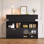 COZONY 55 Meuble Bar à Café avec 3 Tiroirs et Station de Chargement, Buffet de Cuisine avec Étagère Réglable