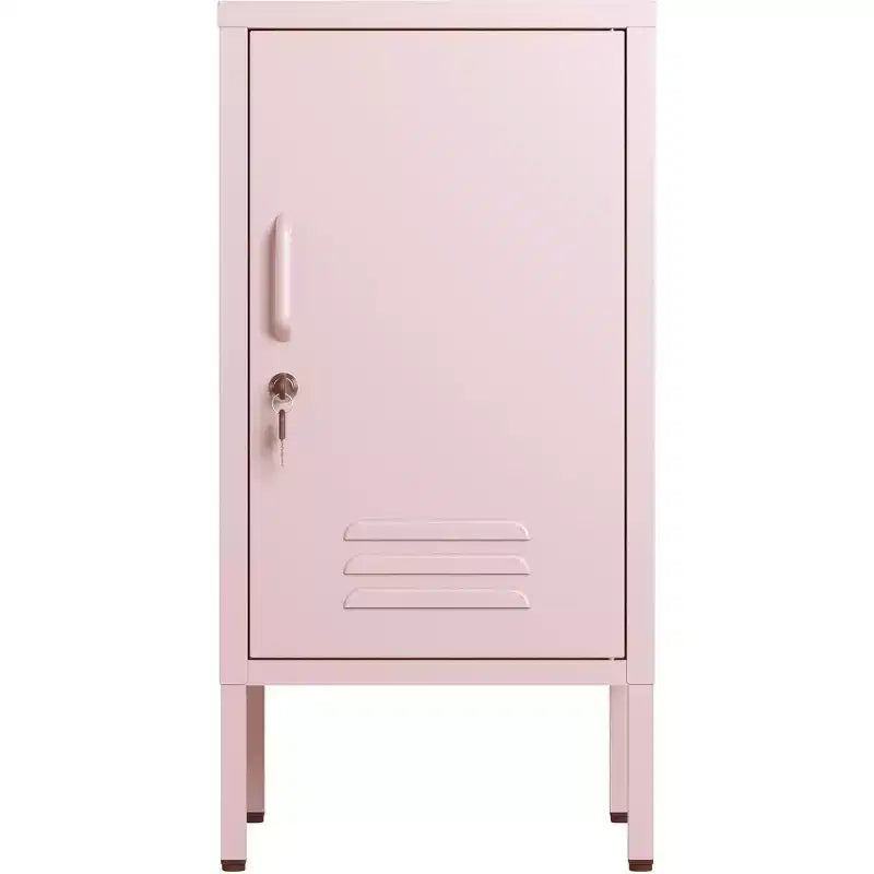 Table d'appoint métallique verrouillable à porte unique, table d'appoint moderne avec 2 étagères réglables, armoire de rangement multiple pour le salon et la chambre à coucher