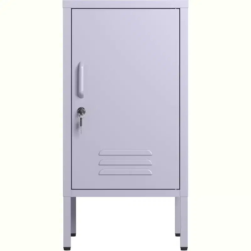 Table d'appoint métallique verrouillable à porte unique, table d'appoint moderne avec 2 étagères réglables, armoire de rangement multiple pour le salon et la chambre à coucher