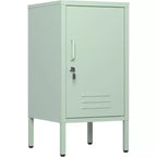 Lockable Single Door Metal End Table, Modern Side Table with 2 Adjustable Shelves, Multi-Storage Cabinet for Living Room & Bedroom