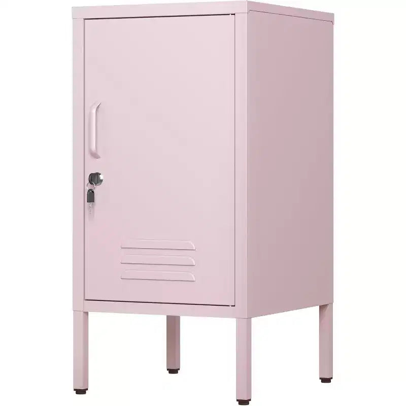 Table d'appoint métallique verrouillable à porte unique, table d'appoint moderne avec 2 étagères réglables, armoire de rangement multiple pour le salon et la chambre à coucher