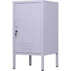 Table d'appoint métallique verrouillable à porte unique, table d'appoint moderne avec 2 étagères réglables, armoire de rangement multiple pour le salon et la chambre à coucher