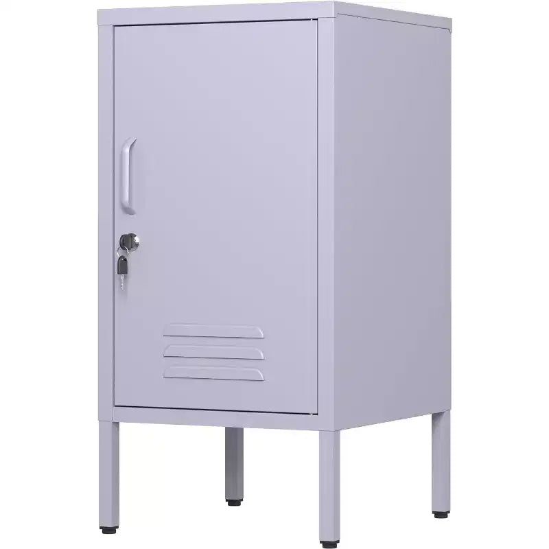 Table d'appoint métallique verrouillable à porte unique, table d'appoint moderne avec 2 étagères réglables, armoire de rangement multiple pour le salon et la chambre à coucher