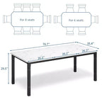 Table à manger industrielle pour 4 à 6 personnes, table de cuisine rectangulaire de 200 cm de long avec pieds en métal, table à manger robuste pour la cuisine, sans chaises