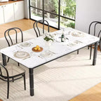 Table à manger industrielle pour 4 à 6 personnes, table de cuisine rectangulaire de 200 cm de long avec pieds en métal, table à manger robuste pour la cuisine, sans chaises