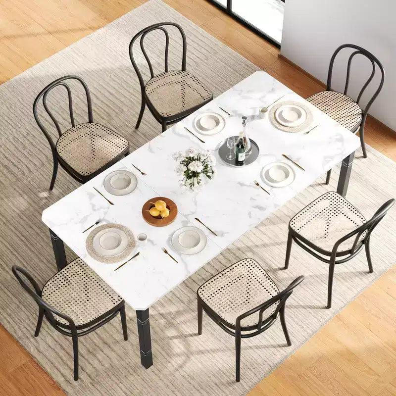 Table à manger industrielle pour 4 à 6 personnes, table de cuisine rectangulaire de 200 cm de long avec pieds en métal, table à manger robuste pour la cuisine, sans chaises