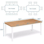 Table à manger industrielle pour 4 à 6 personnes, table de cuisine rectangulaire de 200 cm de long avec pieds en métal, table à manger robuste pour la cuisine, sans chaises