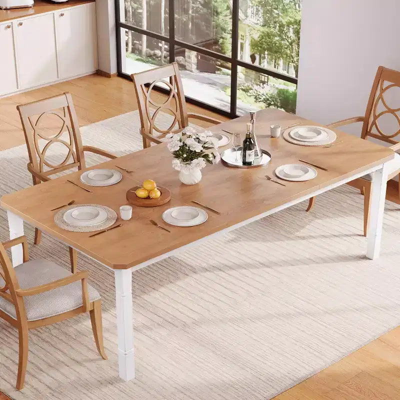Table à manger industrielle pour 4 à 6 personnes, table de cuisine rectangulaire de 200 cm de long avec pieds en métal, table à manger robuste pour la cuisine, sans chaises