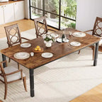 Table à manger industrielle pour 4 à 6 personnes, table de cuisine rectangulaire de 200 cm de long avec pieds en métal, table à manger robuste pour la cuisine, sans chaises