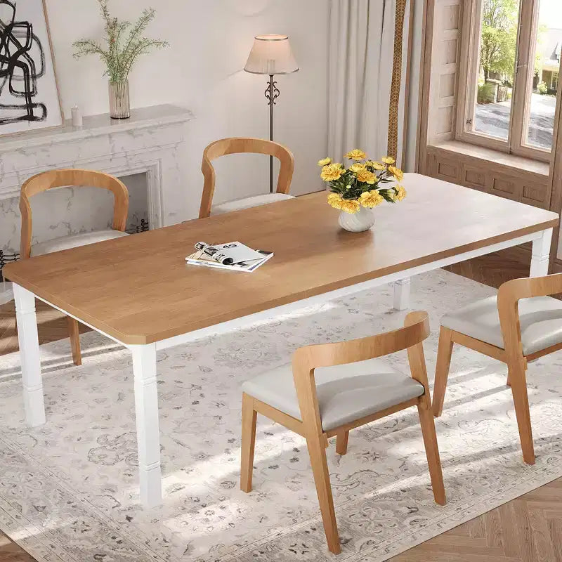 Table à manger industrielle pour 4 à 6 personnes, table de cuisine rectangulaire de 200 cm de long avec pieds en métal, table à manger robuste pour la cuisine, sans chaises