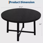 Table à manger ronde pour 4-6 personnes, table de dîner industrielle de 47" avec base en métal, table de cuisine pour salle à manger, petit espace, appartement