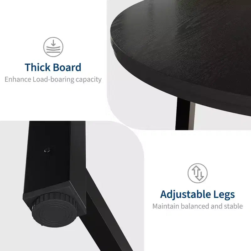 Table à manger ronde pour 4-6 personnes, table de dîner industrielle de 47" avec base en métal, table de cuisine pour salle à manger, petit espace, appartement