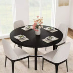 Table à manger ronde pour 4-6 personnes, table de dîner industrielle de 47" avec base en métal, table de cuisine pour salle à manger, petit espace, appartement