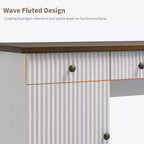 COZONY Bureau cannelé de 152,4 cm avec rangement, bureau de direction moderne avec station de charge et tiroirs de classement