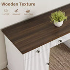 COZONY Bureau cannelé de 152,4 cm avec rangement, bureau de direction moderne avec station de charge et tiroirs de classement
