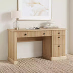 COZONY Bureau cannelé de 152,4 cm avec rangement, bureau de direction moderne avec station de charge et tiroirs de classement
