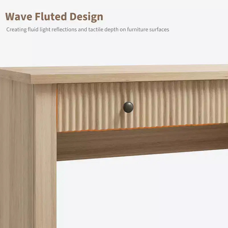 COZONY Bureau cannelé de 152,4 cm avec rangement, bureau de direction moderne avec station de charge et tiroirs de classement