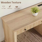 COZONY Bureau cannelé de 152,4 cm avec rangement, bureau de direction moderne avec station de charge et tiroirs de classement