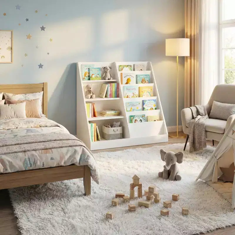 Meuble de rangement pour enfants FurnitureR, bibliothèque à 5 niveaux avec rangement ouvert, étagère de rangement en MDF pour salle de jeux, chambre d'enfant, salle de classe