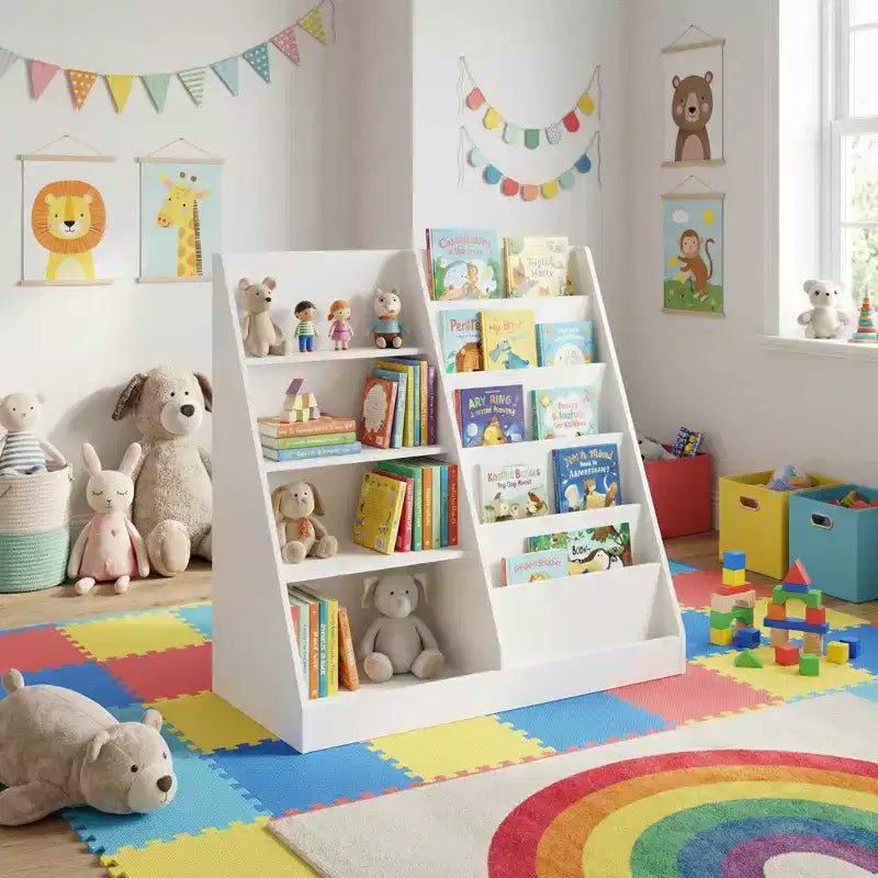 Meuble de rangement pour enfants FurnitureR, bibliothèque à 5 niveaux avec rangement ouvert, étagère de rangement en MDF pour salle de jeux, chambre d'enfant, salle de classe