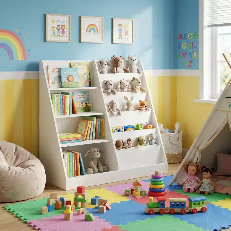 Meuble de rangement pour enfants FurnitureR, bibliothèque à 5 niveaux avec rangement ouvert, étagère de rangement en MDF pour salle de jeux, chambre d'enfant, salle de classe