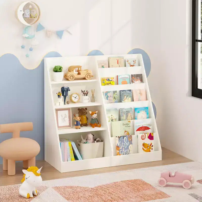 Meuble de rangement pour enfants FurnitureR, bibliothèque à 5 niveaux avec rangement ouvert, étagère de rangement en MDF pour salle de jeux, chambre d'enfant, salle de classe