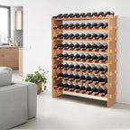 Range-bouteilles modulaire empilable VEVOR 72 bouteilles, 8 niveaux, porte-bouteilles autoportant, étagère de présentation robuste pour vins, étagères stables, marron