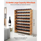 Range-bouteilles modulaire empilable VEVOR 72 bouteilles, 8 niveaux, porte-bouteilles autoportant, étagère de présentation robuste pour vins, étagères stables, marron