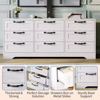 Commode moderne à 9 tiroirs, meuble TV avec support pour téléviseurs de 32 à 85 pouces, nombreux tiroirs de rangement, table console multimédia robuste, pour chambre ou salon, noire
