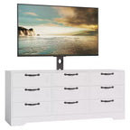 Modern 9 Drawer Dresser TV Stand with Mount for 32-85'' TVs  Ample Storage Drawers  Sturdy Media Console Table  Bedroom or Living Room  Black
