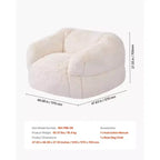 Fauteuil poire avec accoudoirs, revêtement en fausse fourrure douce et rembourrage en mousse haute densité, beige