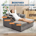 Chaise longue surdimensionnée pour l'intérieur, canapé-lit confortable en velours côtelé, coussins décoratifs, accoudoirs de soutien, pour salon, salle de cinéma, chambre à coucher