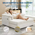 Chaise longue surdimensionnée pour l'intérieur, canapé-lit confortable en velours côtelé, coussins décoratifs, accoudoirs de soutien, pour salon, salle de cinéma, chambre à coucher