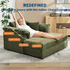 Chaise longue surdimensionnée pour l'intérieur, canapé-lit confortable en velours côtelé, coussins décoratifs, accoudoirs de soutien, pour salon, salle de cinéma, chambre à coucher