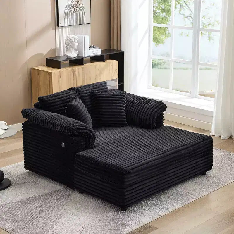 Chaise longue surdimensionnée pour l'intérieur, canapé-lit confortable en velours côtelé, coussins décoratifs, accoudoirs de soutien, pour salon, salle de cinéma, chambre à coucher