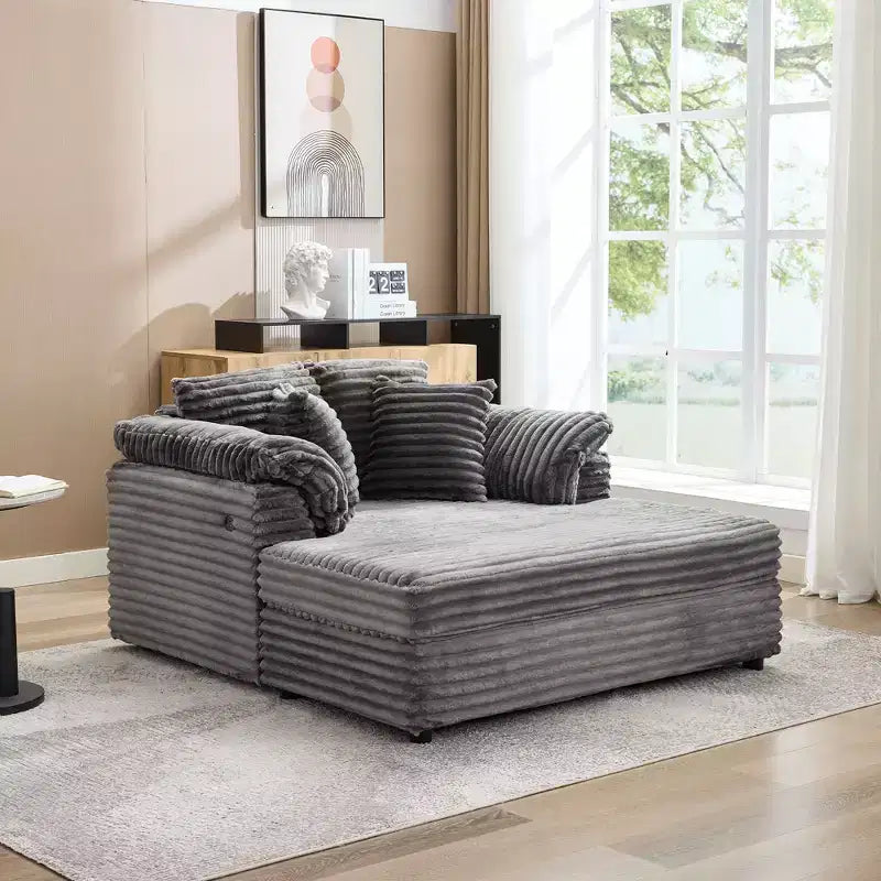 Chaise longue surdimensionnée pour l'intérieur, canapé-lit confortable en velours côtelé, coussins décoratifs, accoudoirs de soutien, pour salon, salle de cinéma, chambre à coucher