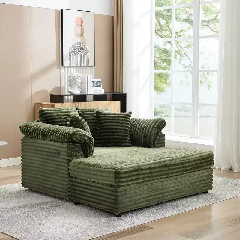 Chaise longue surdimensionnée pour l'intérieur, canapé-lit confortable en velours côtelé, coussins décoratifs, accoudoirs de soutien, pour salon, salle de cinéma, chambre à coucher