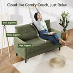 Causeuse moderne Dyonery – Structure en bois massif et revêtement doux avec coussin à ressorts, canapé compact à assise profonde pour chambre et salon