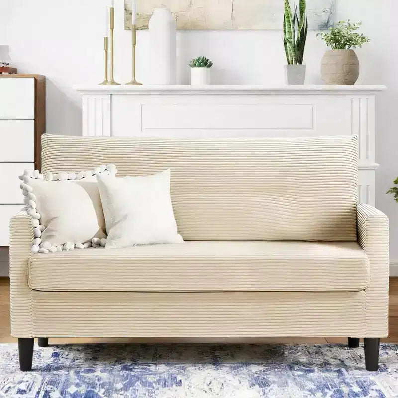Dyonery Modern Loveseat Sofa  Solid Wood Frame & Soft Upholstery with Spring Cushion, Deep Seat Compact Couch for Bedroom, Living Room