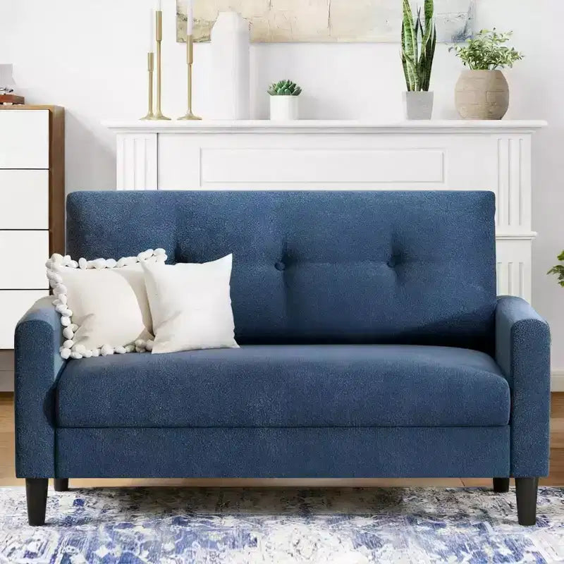 Causeuse moderne Dyonery – Structure en bois massif et revêtement doux avec coussin à ressorts, canapé compact à assise profonde pour chambre et salon