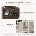 Dyonery 60 Bureau d'ordinateur de ferme avec station de recharge, bureau de direction avec tiroir et meuble de rangement pour le bureau à domicile, bois rustique