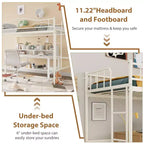 Lit mezzanine double avec échelle amovible et garde-corps de sécurité intégral, lit mezzanine double avec cadre en métal robuste d'une capacité de 180 kg, gain de place.