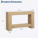 Table console à 2 niveaux 47 Farmhouse - Table d'entrée en bois avec rangement ouvert pour salon, couloir et entrée