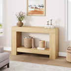 Table console à 2 niveaux 47 Farmhouse - Table d'entrée en bois avec rangement ouvert pour salon, couloir et entrée